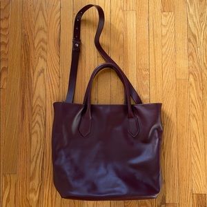 J.Crew dark burgundy “Harper” leather tote bag